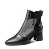 Mode FHC Cut-Out Sandalen Stiefel Frau, Sommer High Heels Mesh Schuhe, Reißverschluss hinten, Schleife, Spitze Zehenpartie, Damenschuhe, SCHWARZ, Dropship