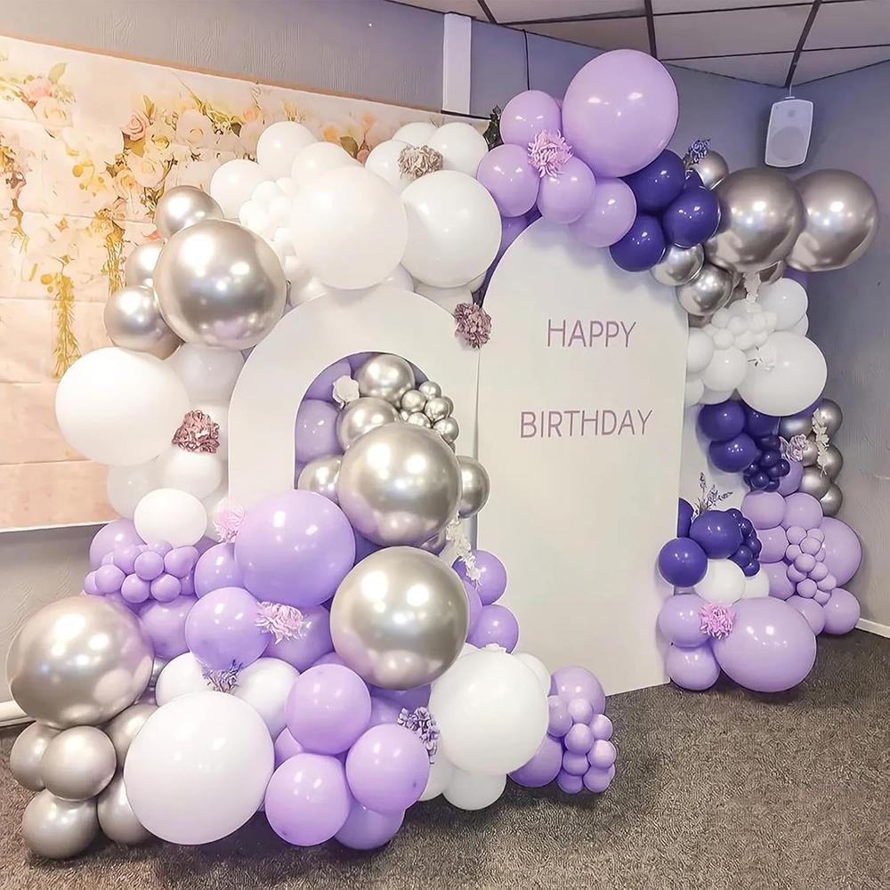 Pastell Lila Luftballons Bogen Set Lila Weiß Luftballon Girlande Babyparty Geschlecht Enthüllung Geburtstagsparty Hochzeit Jubiläum Dekoration