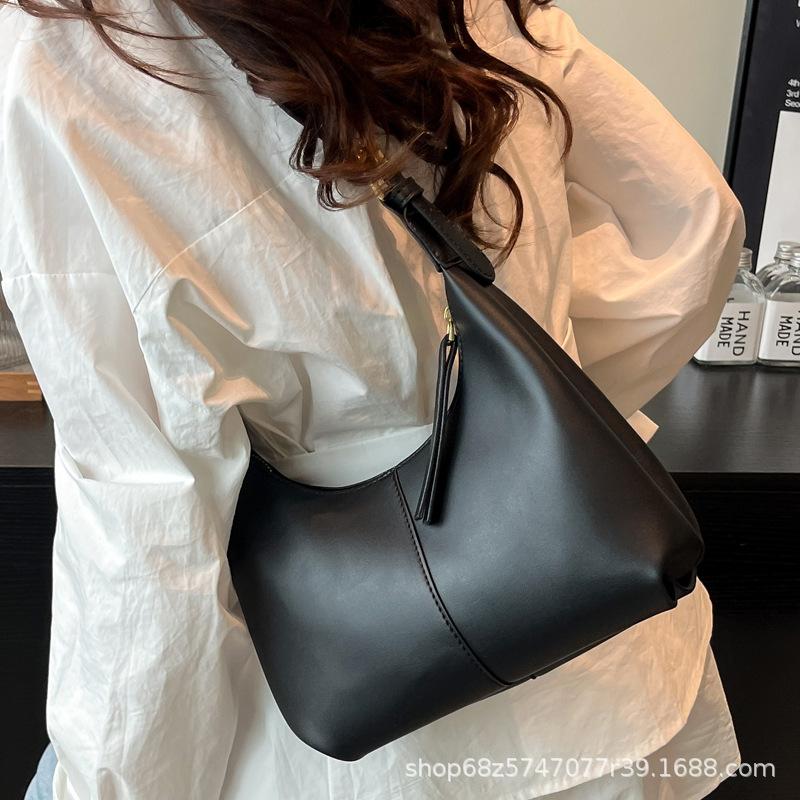 2025 new fashion underarm bag Korean version of handbag shoulder bag soft leather large capacity niche solid color tote bag for women