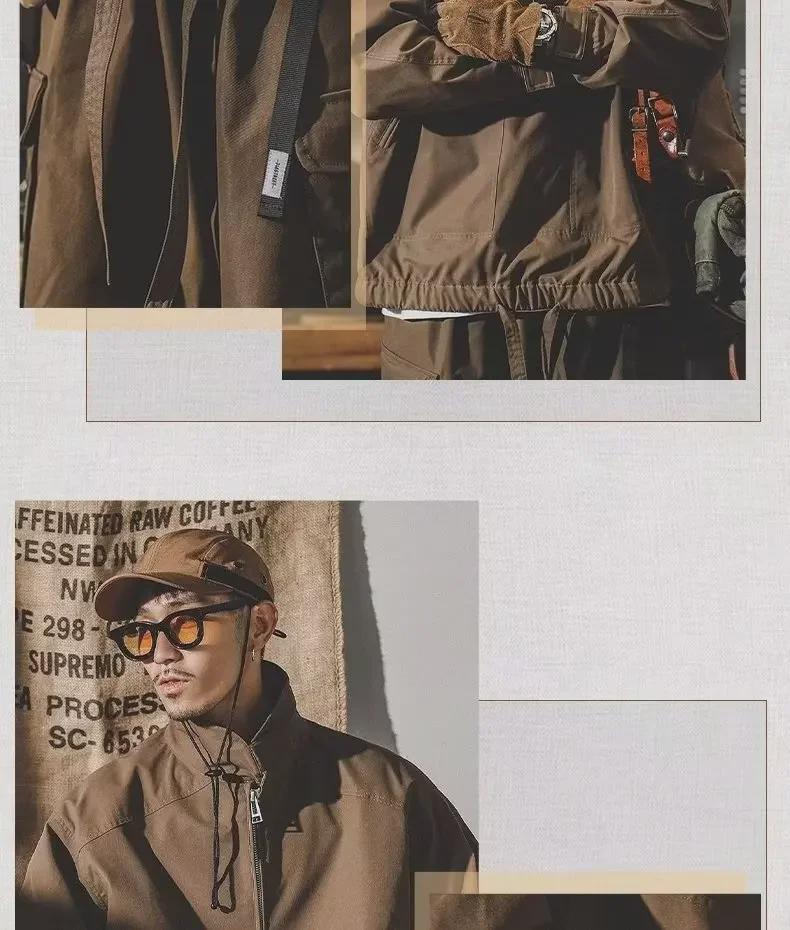 Herren Retro Half-Zip Stehkragen Workwear Jacke - Frühling bis Winter, Lockere Passform, Plus Samt, Dick, Trendig