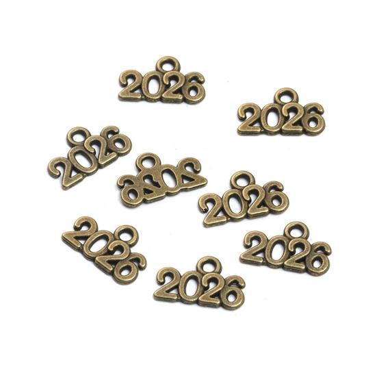 Yousheng 50Pcs 2026 Alloy Charm Vintage Number Decoration Charm Accessories DIY Keychain Jewelry Earring Bracelet Necklace Pendant