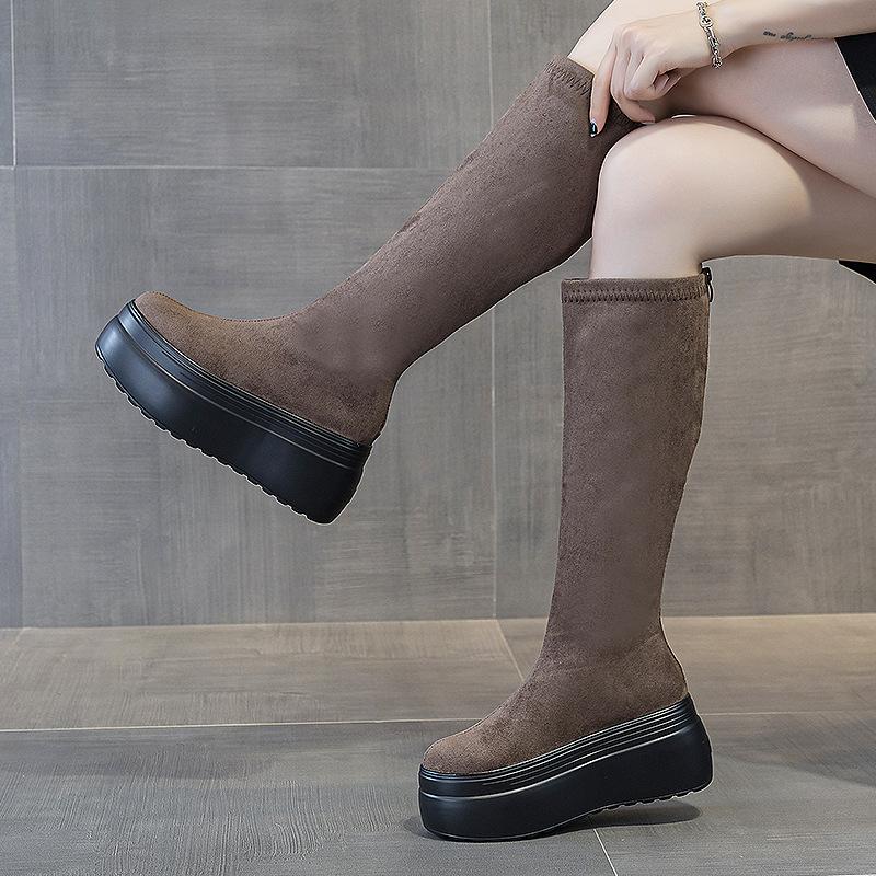

Long boots women s 2025 new cashmere high boots matte retro thick soles increase by 8 cm fashion trend 39