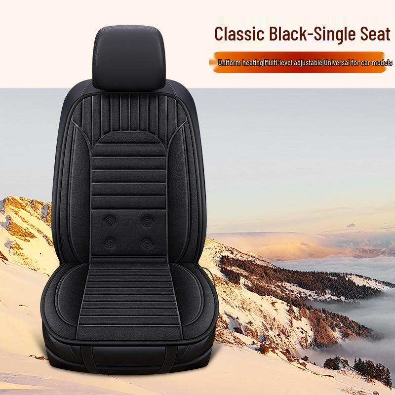 Car Heated Seat Cover with Backrest, 12V/24V for Sedans, Trucks, and Minivans.