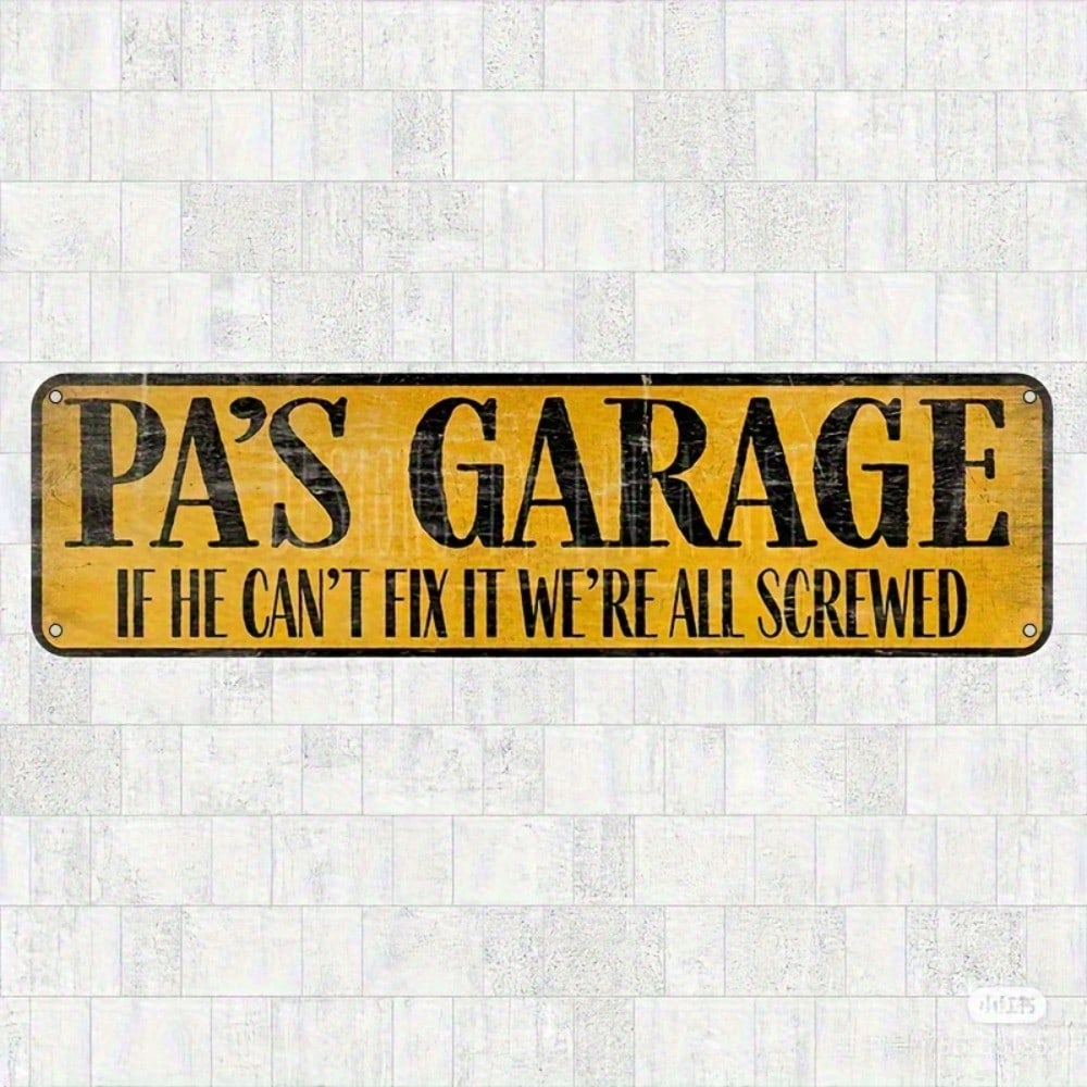 1pc PA's Garage Retro Metal Wall Sign, Vintage Waterproof Iron Plaque for Home Bar Man Cave Garage Decor, Father's Day Gift