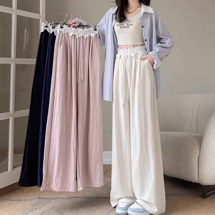 

2025 Spring French Lace High-Waist Wide-Leg Trousers 3XL