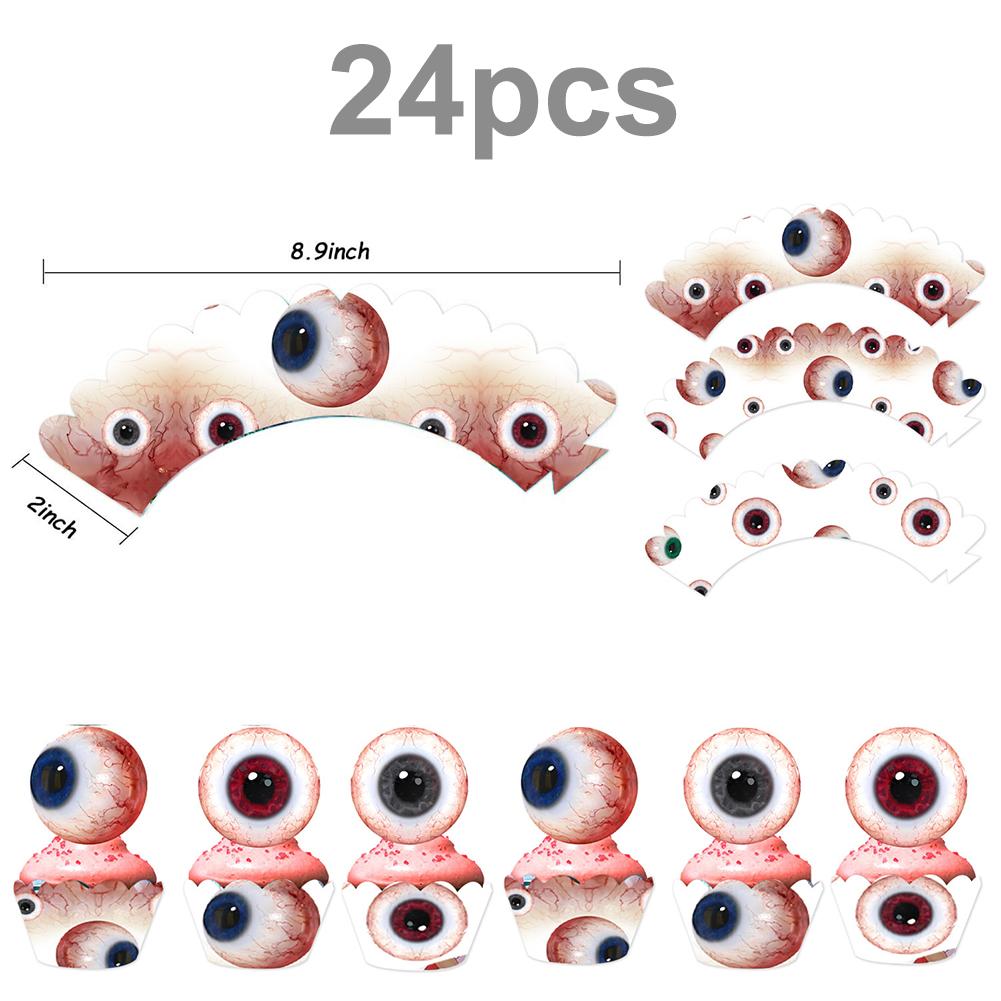 Halloween Eyeball Theme Party Supplies Set Scary Disposable Tableware Kit Plates/Napkins/Banner/Tablecloth Decor All-in-One Pack