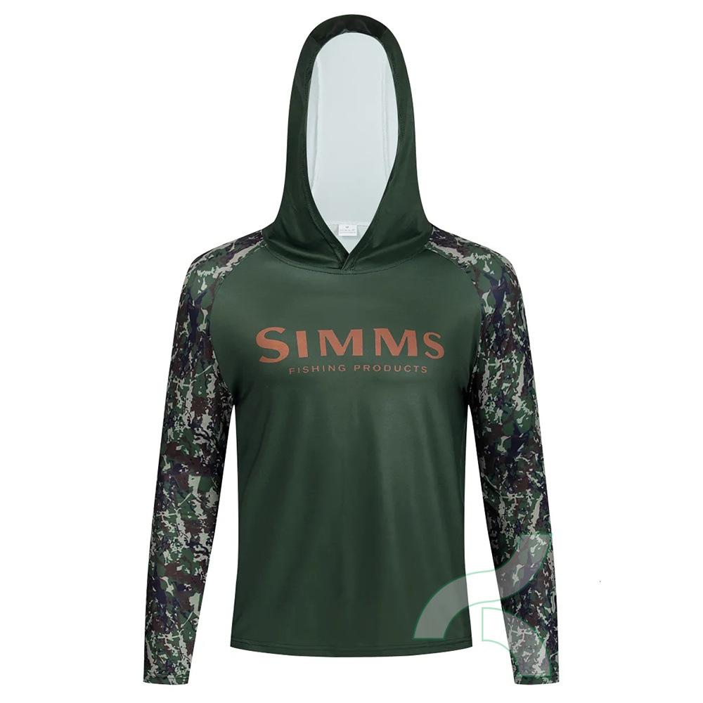 SIMMS Hooded Fishing Suit, Outdoor Lure Fishing Suit, Summer Sun Protection Long-sleeve Top, Quick-dry Breathable Sportswear