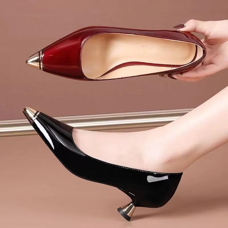 women fashion sexy high quality spring slip on stiletto heel shoes lady classic black summer heel pumps sapatos ab663