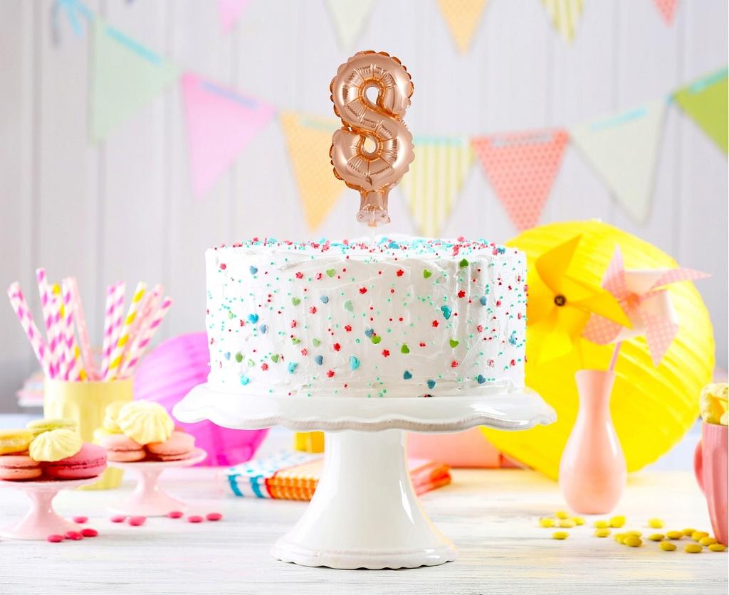 Foil Balloon for Cake, Number 8, Rose Gold, 1 Piece