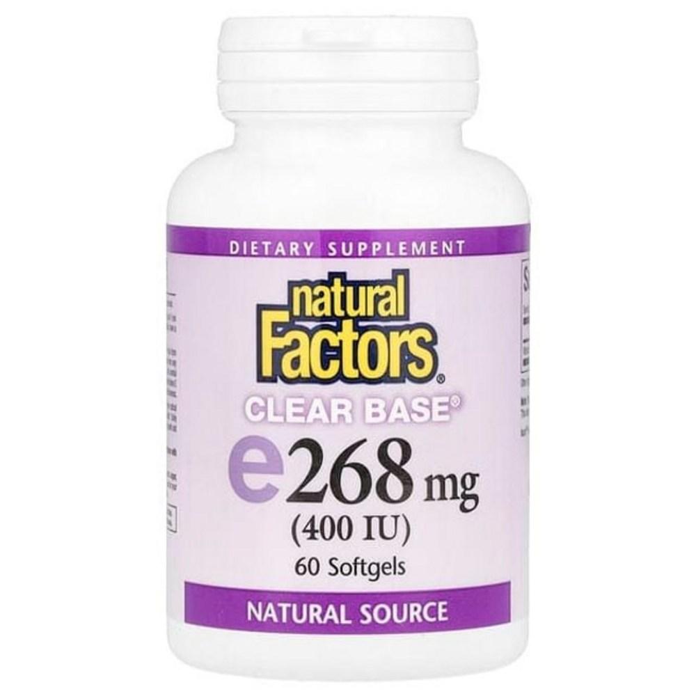 Shop Natural Factors Clear Base Vitamin E 268mg 400IU Softgels 60 Tablets + Cellar Factory Single 1 pcs