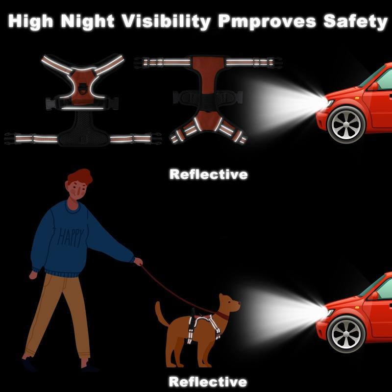 Hundeleine, Explosionsgeschützt, Stoßfest, Ausbruchsicher, Brust- und Rückenband für große Hunde, Reflektierende Hundeleine, Westenstil Haustier