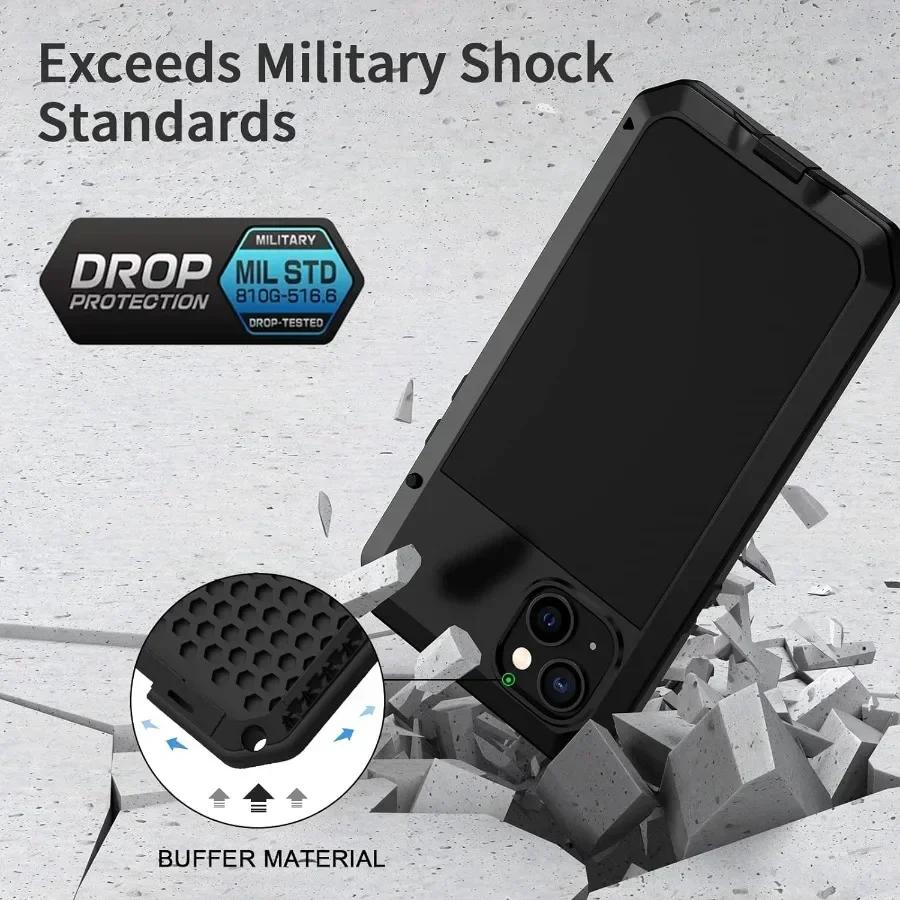Custodia in Metallo Blindata per IPhone 17 18 Pro Air 17e 16e 16 15 14 13 12 11 Pro Max XS XR 8 7 Plus Copertura Resistente Protezione Schermo