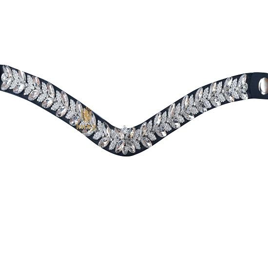 Dazzling Clear Crystal Leaf Browband Horse Bridle Snap Browband .