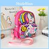 Canvas School Kids Backpack With Car And Unicorn Prints For Boys And Girls