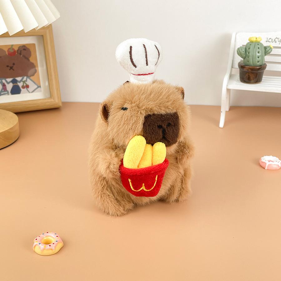 Capybara Cartoon Chef Plush Doll Children Toys Keychains Backpack Decoration