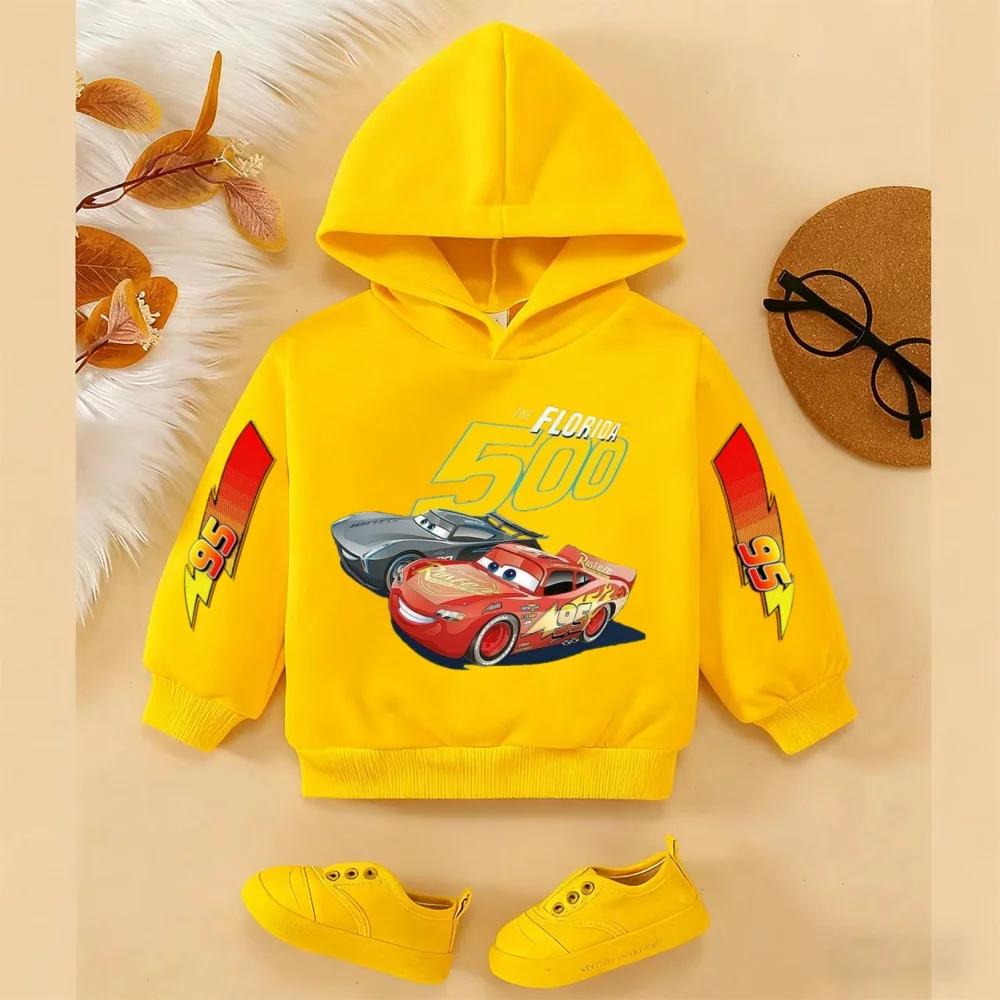 Soft Children Hoodie, Cartoon Racing Cars Splash Water Print Pullover Sweatshirt, Autumn Winter Casual Sport Long Sleeve Top For Kids Daily Wear