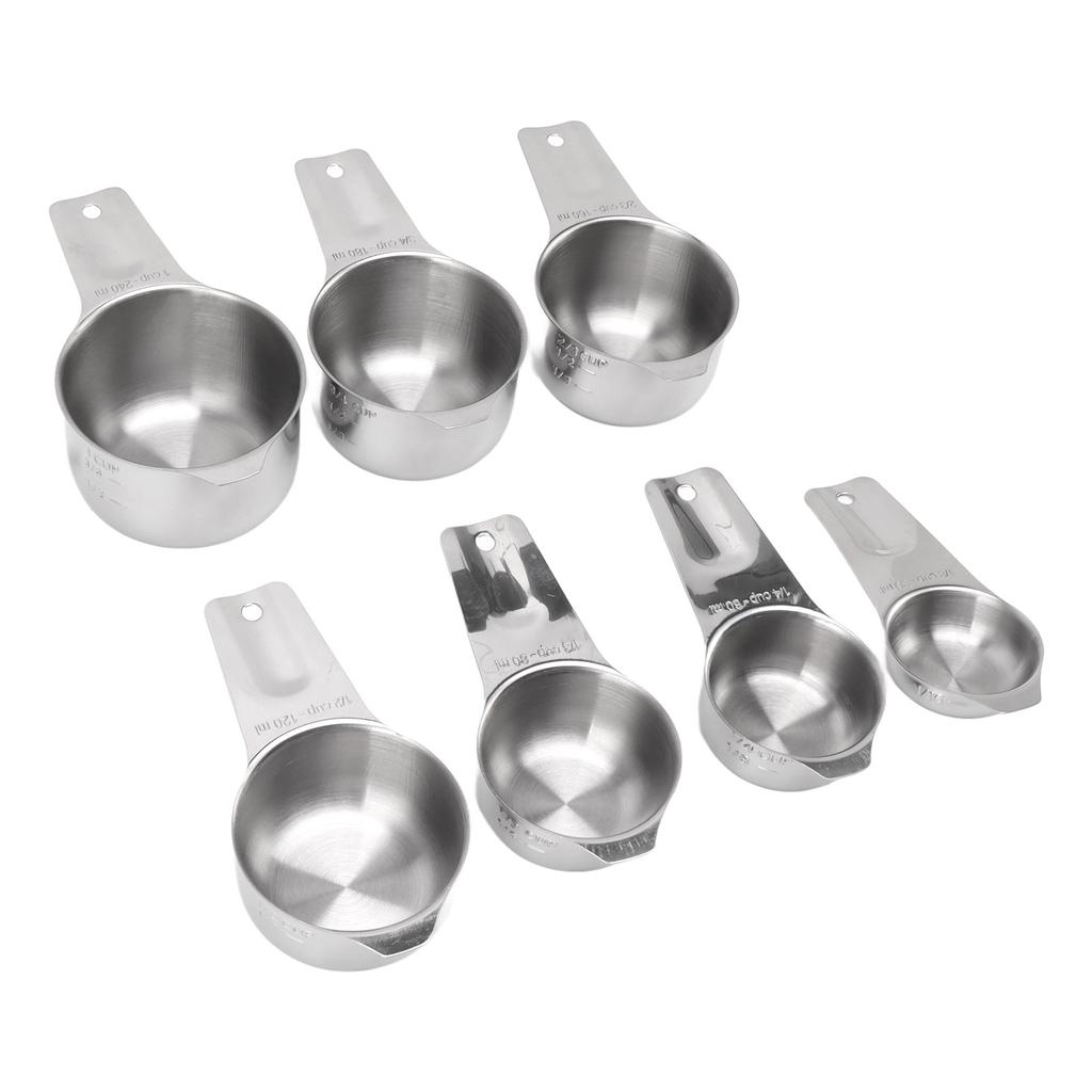 7Pcs Measuring Cups Set Stainless Steel Stackable Multifunctional Metal Nesting Measuring Cups Set for Kitchen Tools