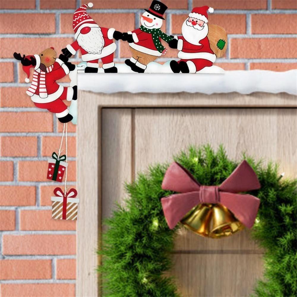 1/2 pcs Christmas Door Frame Decor Card Santa Wooden Pendant New Door Corner Decor
