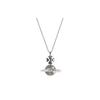 Pina Orb 3D Transparent Saturn Pendant Crystal Necklace Unisex Necklace Silver 63020112W110W110