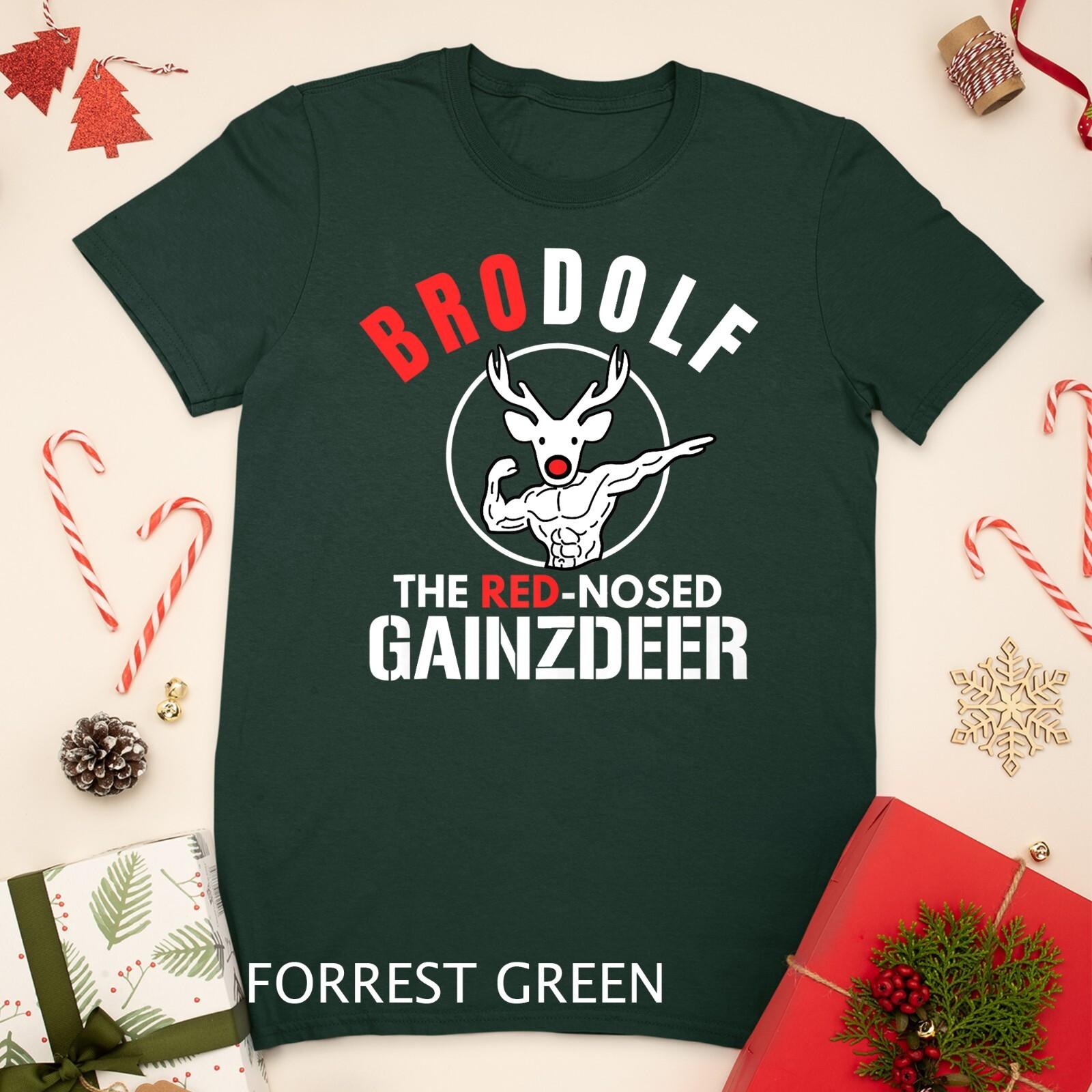 Brodolf The Red Nosed Gaindeer Funny Christmas Gym Unisex T-Shirt Mens Womens Tees Top S