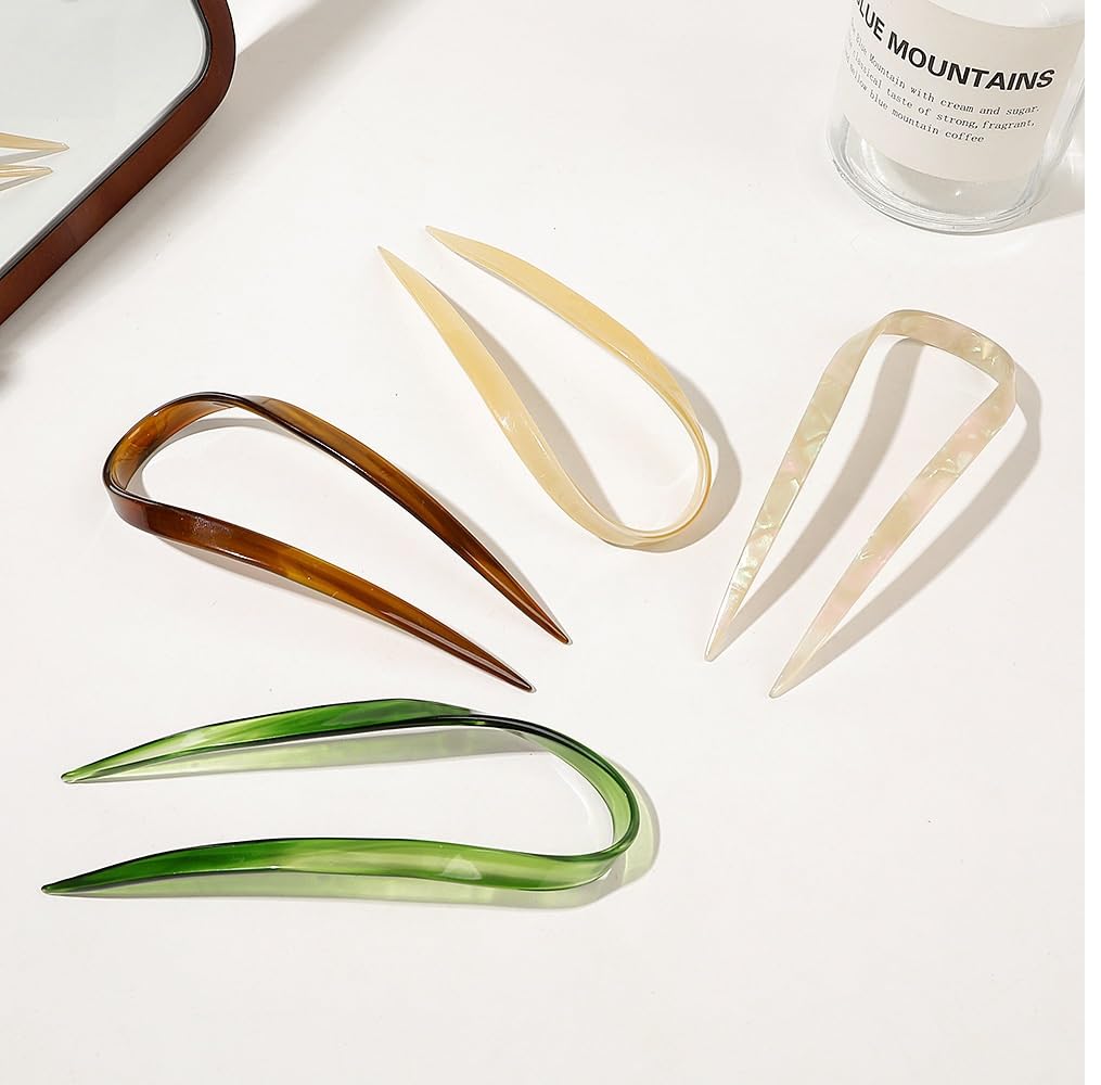 Set de 4 Kanzashi Kanzashi Păr Păr Piepteni de Păr Japonezi Ace de Păr în Formă de U, Piese, Ace în U, Plastic, Acetat, Strălucitor, Mare, Ornamente, Accesorii,