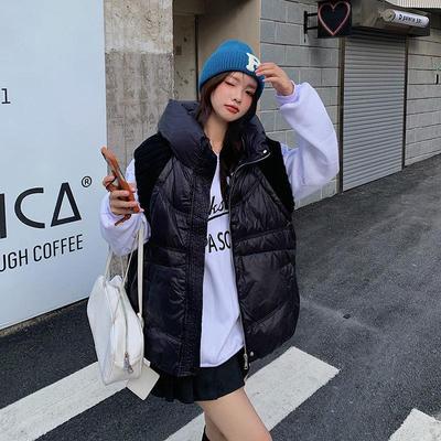 Autumn and Winter New Down Vest Vest Women's Hooded Casual Korean Version Fashion Knitted Cuffs White Duck Down Jacket