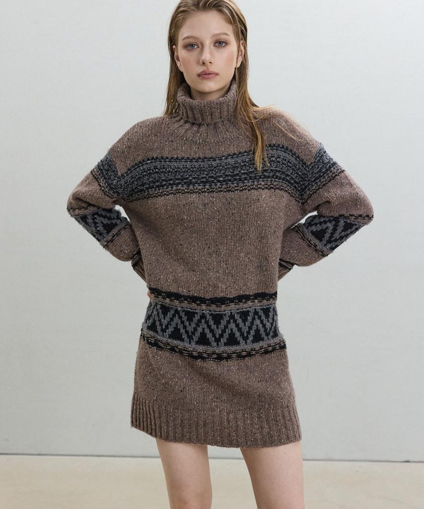 Dito Nordic Long Knit Pullover [Brown]