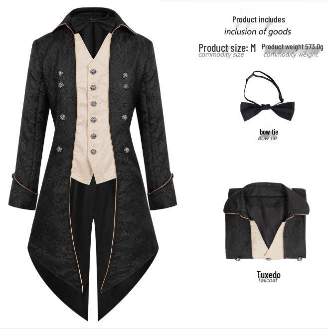 

Men s Medieval Swallowtail Punk Costume Coat - Halloween Retro Party Wear XXXL