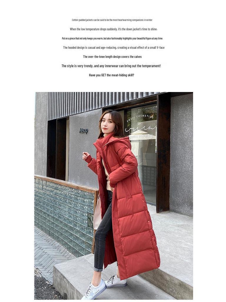 Women's Long Loose Korean Style Down Cotton Coat - Winter 2025 Collection