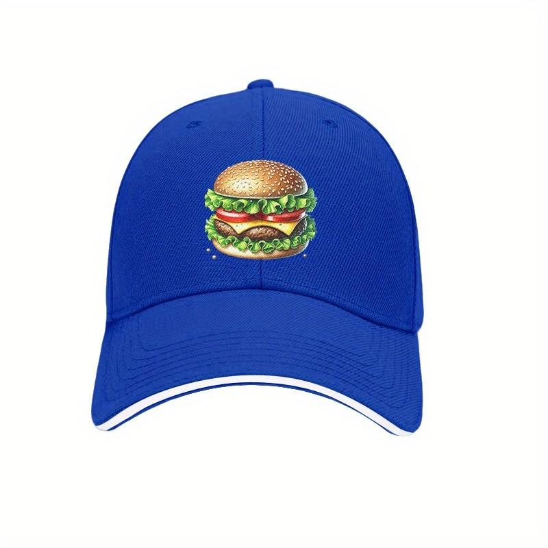 Hamburger Graphic Baseball Cap Adjustable Polyester Outdoor Casual Unisex Dad Hat