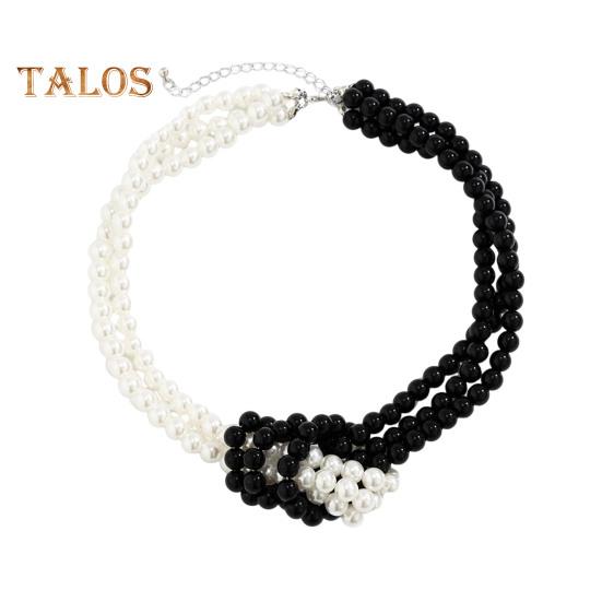 Women Necklace Smooth Multi-layered Faux Pearl Adjustable Length Stainless Alloy Neck Decoration Jewelry Birthday Gift Party Prom Choker Necklace