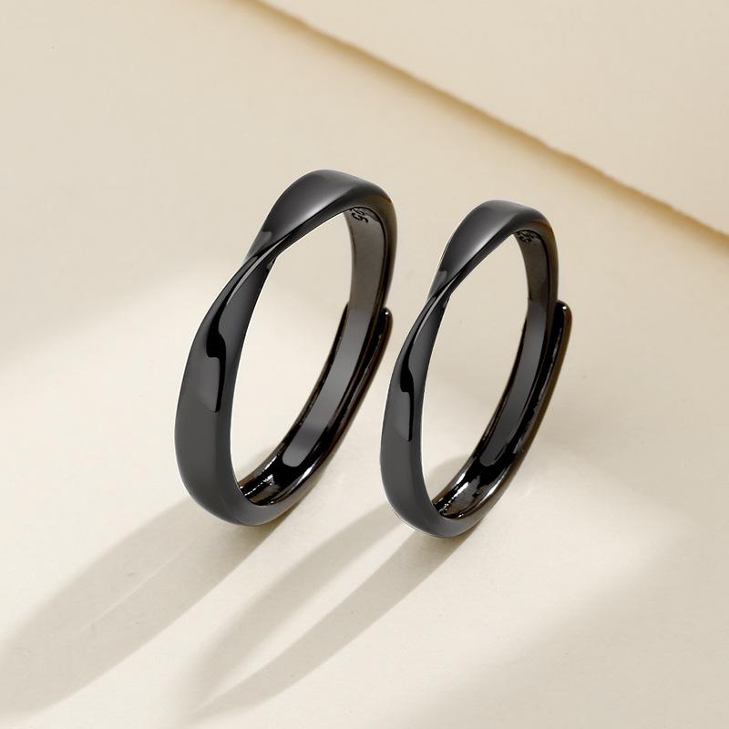 2 Stück 925 Sterling Silber Partnerringe Verstellbar Schlichtheit Mode Exquisit Herren Damen Schmuck Zubehör Hochzeitsfeier Geschenk