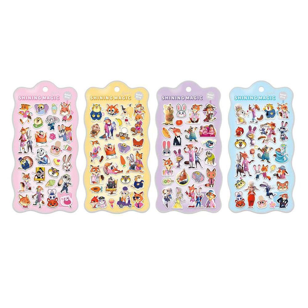 2/4 Pcs Mix Sanrio Cartoon Stickes Kuromi Capybara Zootopia 3D Stereo Crystal Sticker Decorative DIY Material Sticker