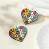 New Bohemian Wood Double-Sided Printed Heart Earrings Women's Fashion Love Earrings