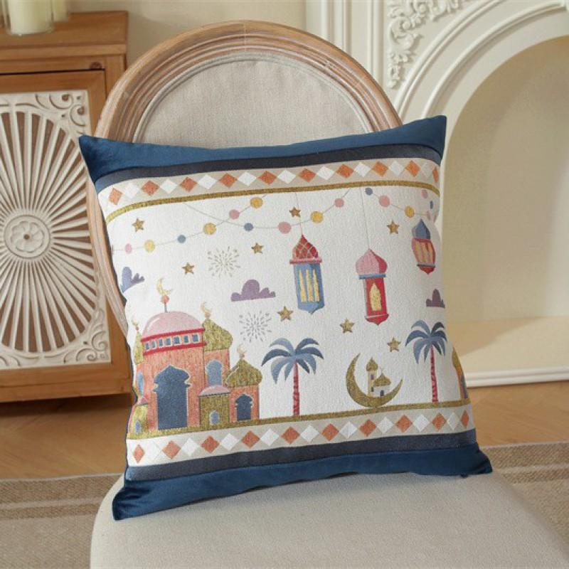 Woven Jacquard Star Moon Castle Camel Cushion Cover Living Room Sofa Decorative Pillowcase