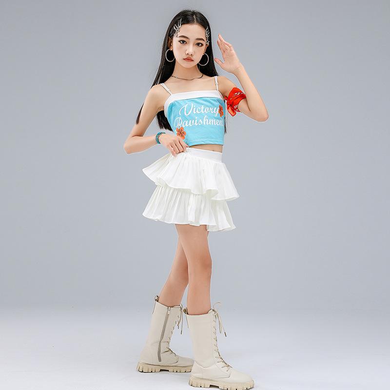 Girls' Dopamine Jazz Dance Performance Outfit: Children's Street Dance Vest and Pants Set