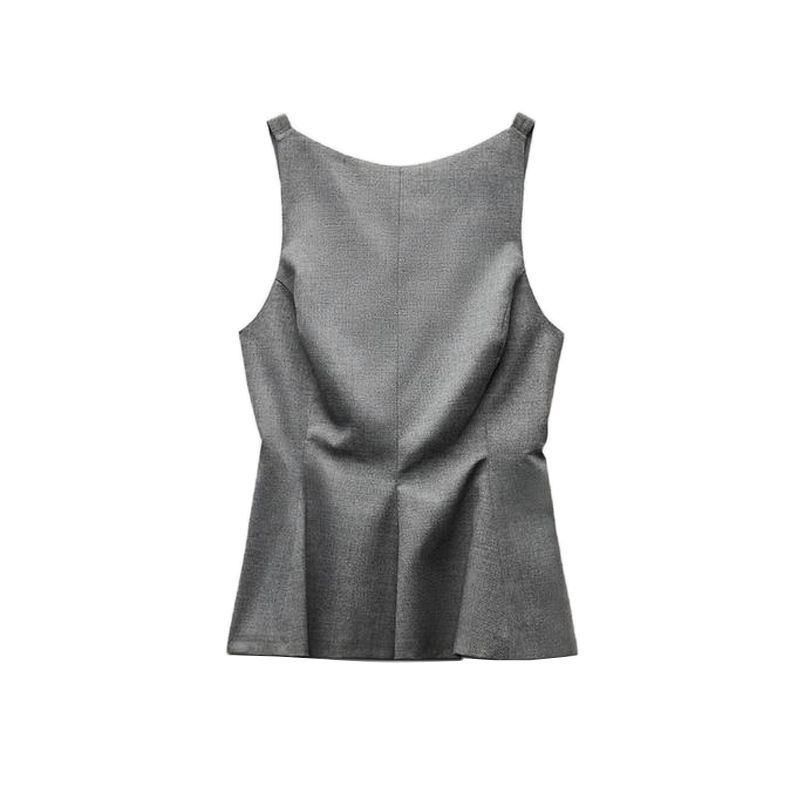 25 Spring New Women's Clothing Round Neck Sleeveless Bowknot Decoration Short Skirt Hem Silm Tops 3067008