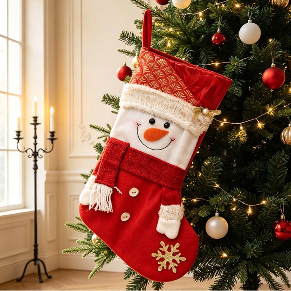 Elk Christmas Stockings Santa Claus Santa Gift Pocket Ornaments Candy Bag Christmas