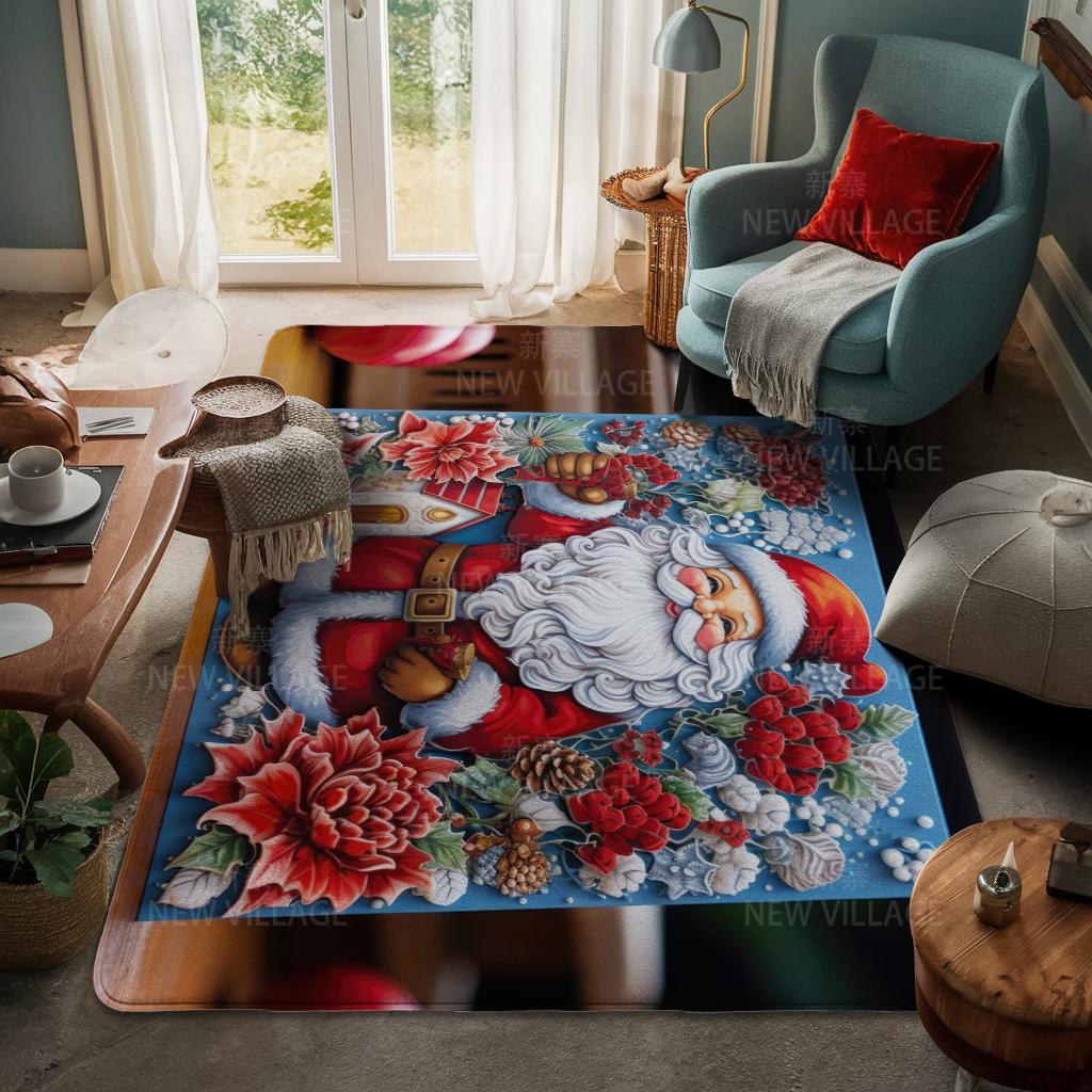 House Entrance Carpet Home Door Mat Living Room Bath Foot Bathroom Non-slip Water Absorption Rugs Bath Merry Christmas Winter