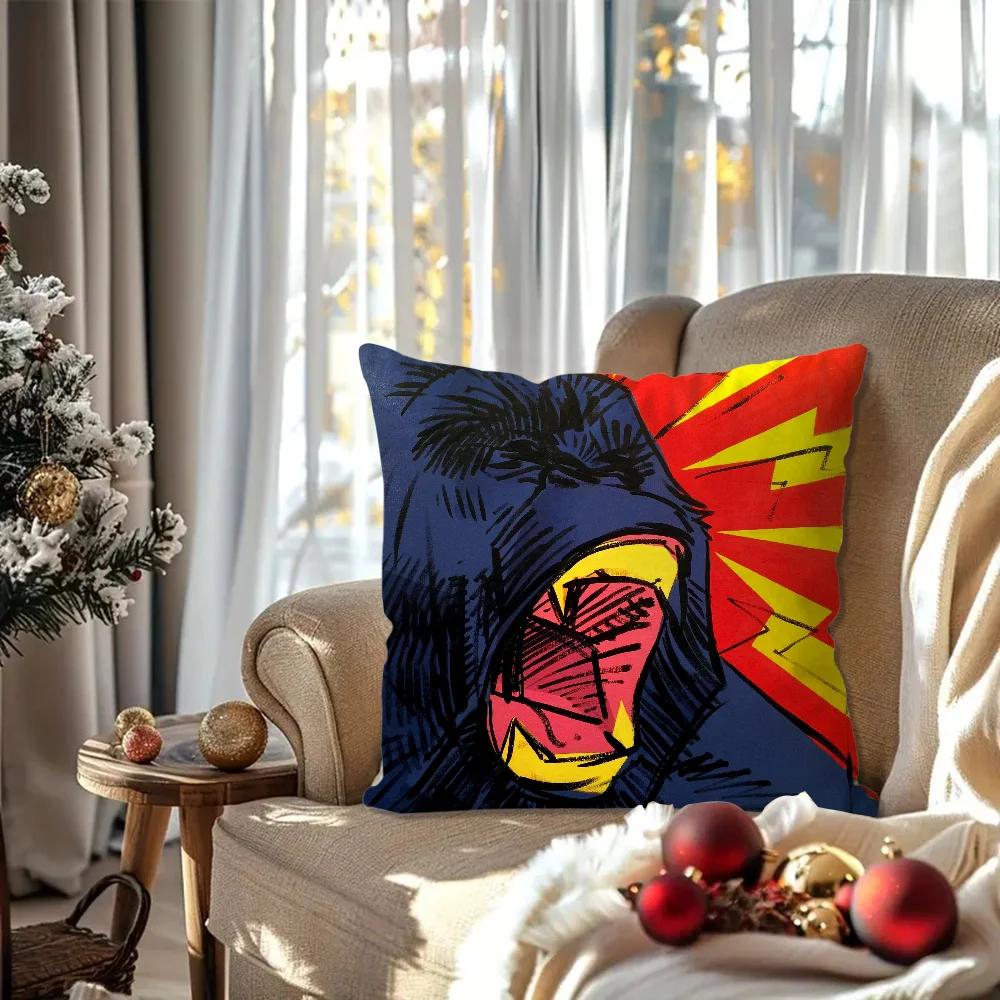 G-Gorilla Creative Cartoon Animation Pillow Case Square Pillow Bedroom Sofa Leisure ComfortCar Living Room Home Decoration 40X40