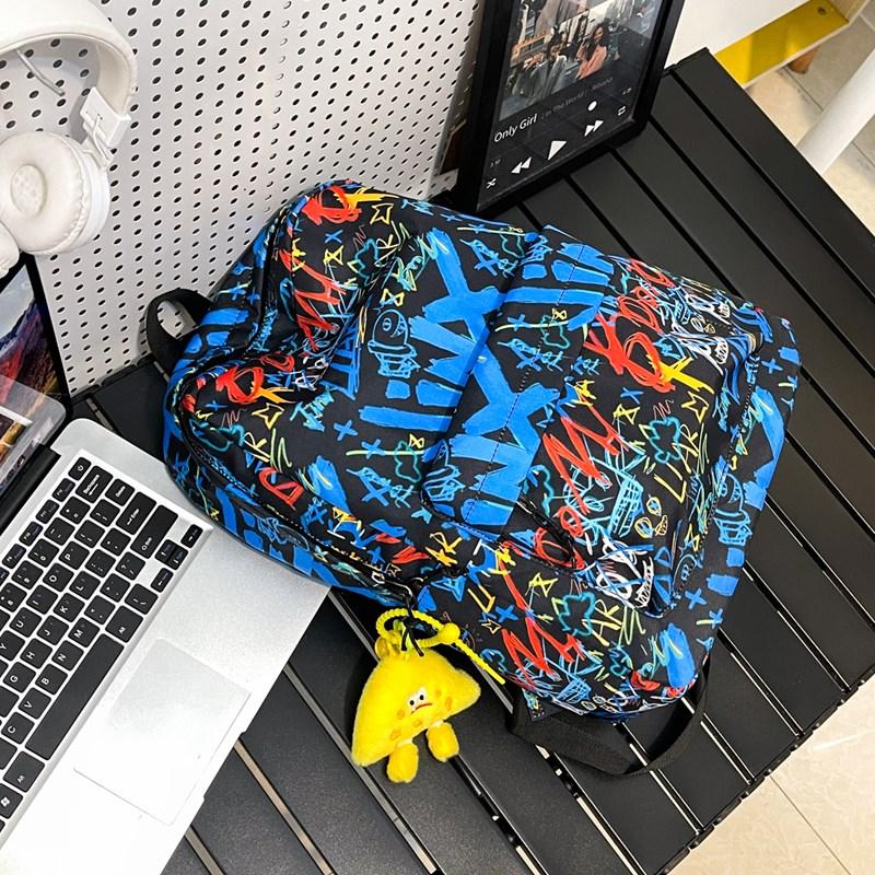 Backpack Men's Graffiti Backpack Senior High School Student Schoolbag