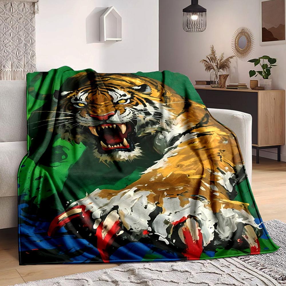

1PC Tiger Print Blanket - Soft Warm All-Season Throw for Sofa, Bed, Car, Office, Throw For Sofa yy250916087 75x90cm