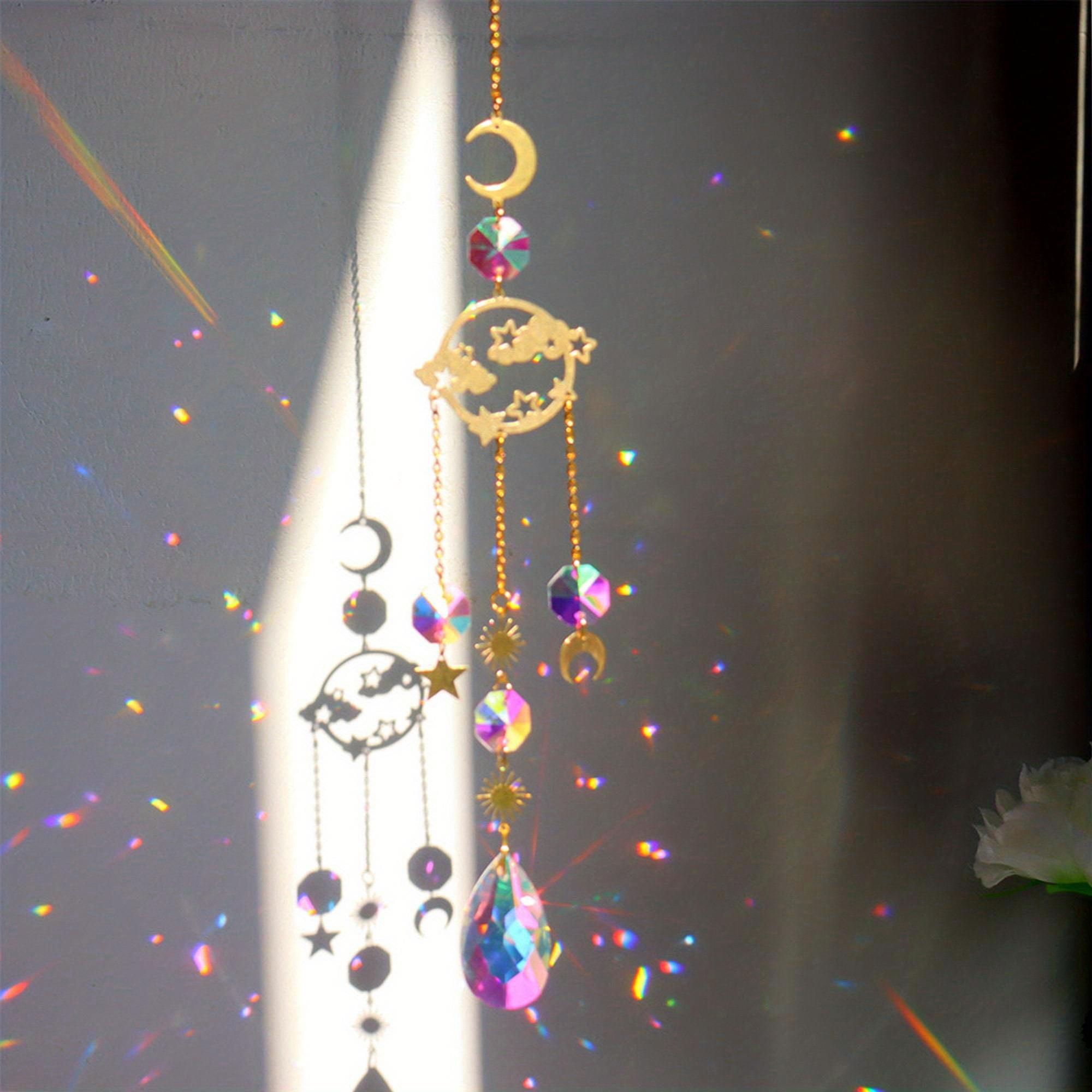 1pc Planetary System Crystal Sun Catcher Moon Star Gardening Crystal Party Holiday Decorations Pendant