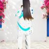 Women Plus Size Blue White Pink Printed Round Neck Long Sleeve Layered Two Piece Pants Set