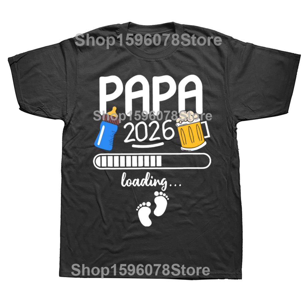 Papa 2026 T Shirt Funny Future Dad 2026 Beer Lovers T Shirts Short Sleeve Mens Clothing Fashion Casual Loose Oversized T Shirt