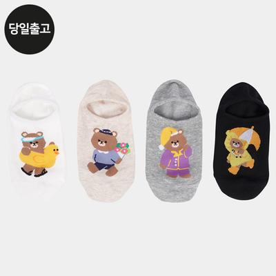 PG Women's/Student Chubby Bear Socks (5 Pairs) Set Daily Fake Socks Teddy Bear