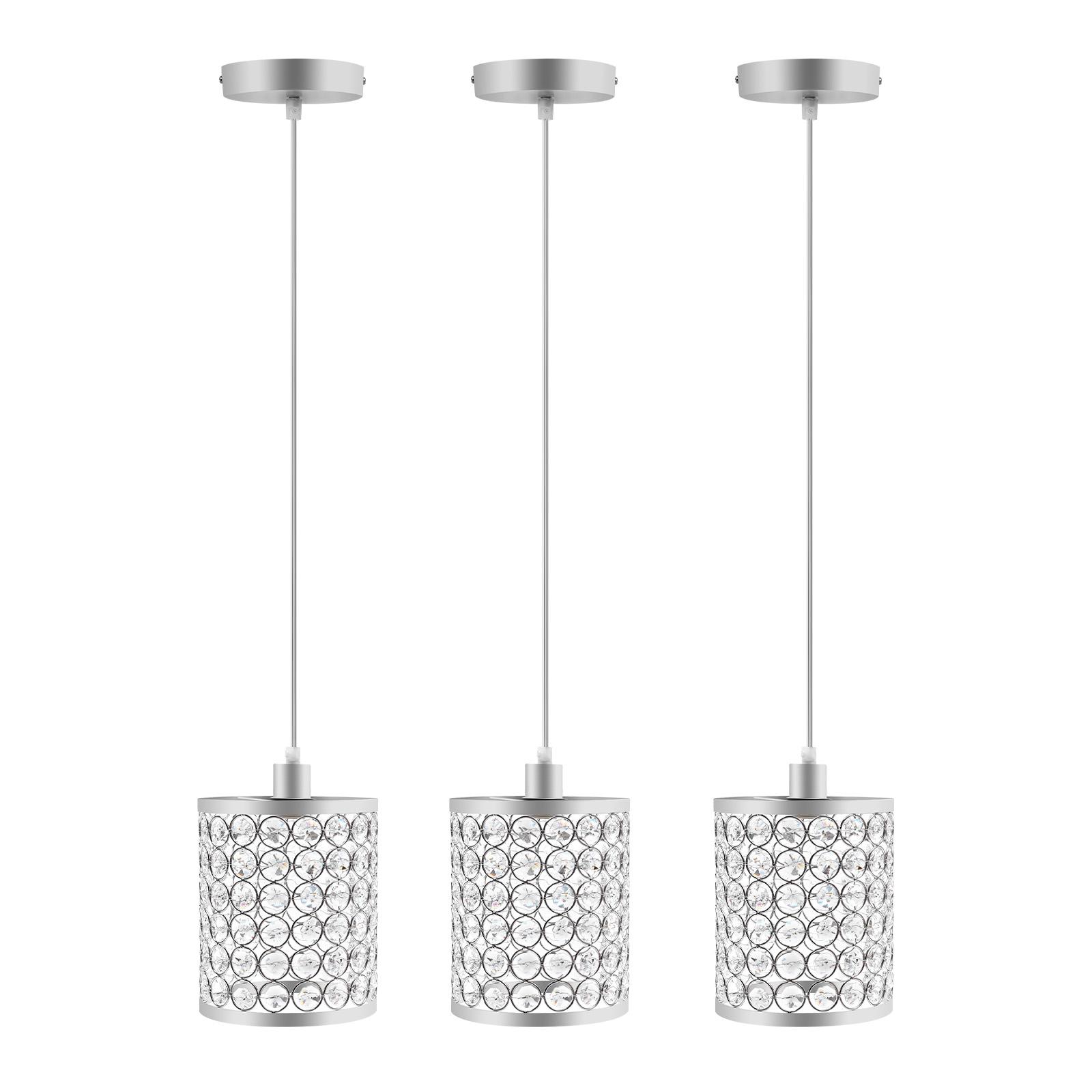 

3PCS Silver Modern Crystal Ceiling Light Fixture, E12 Dimmable 40W with Adjustable Wire & Glass Shades, Easy Install for Home серебряный
