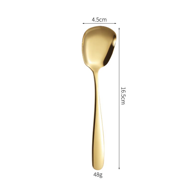 304 Stainless Steel Square Head Flat Bottom Spoon - Ideal for Dining, Dessert, and Watermelon.