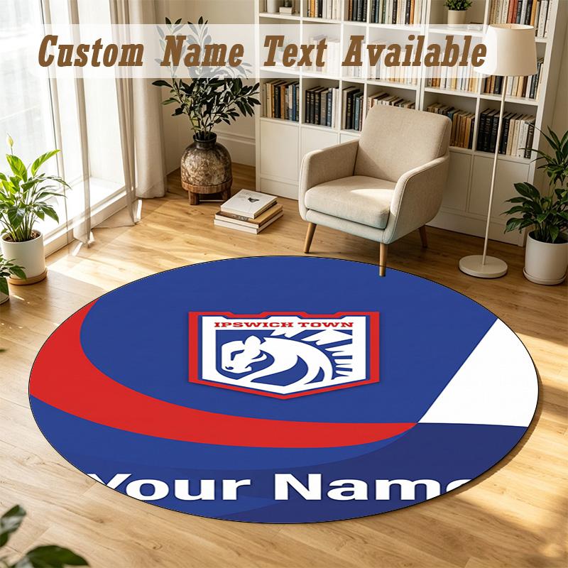 Round Rug Custom NameIpswich Town Pattern Non Slip Carpet Home Floor Decor