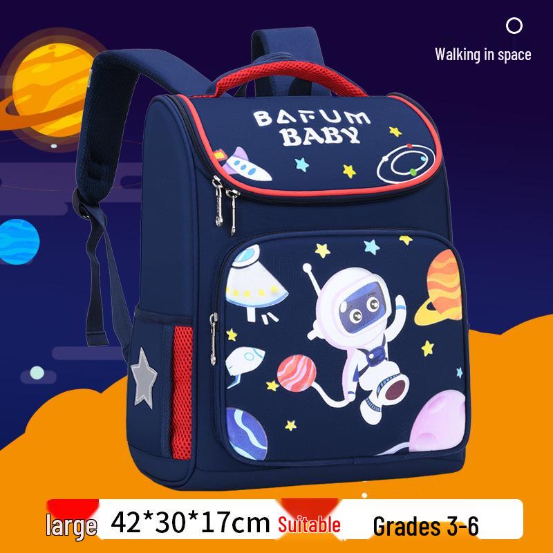 Children's Space-Themed School Backpack, Grades 1-6, Ages 6-12, Spine Support for Boys and Girls